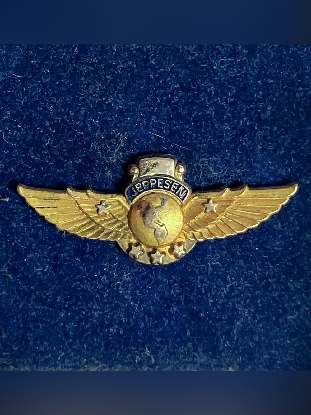 Rare MCM 1960s JEPPESEN Employee Award / 10KT Gold Filled WINGS / 1 INCH WIDE